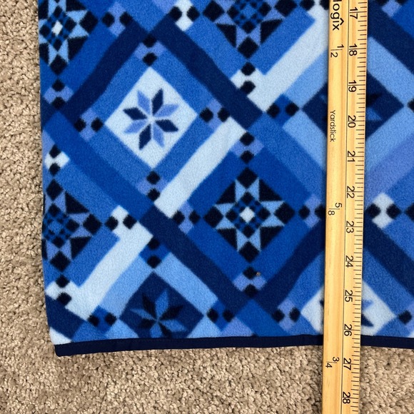 Lands End Heritage Pullover Womens L 14-16 Blue Long Sleeve Fleece Snap Neck NEW - Picture 11 of 12